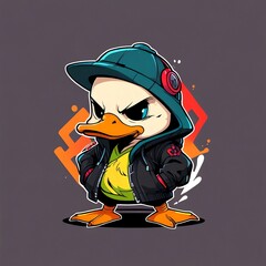 Sticker - Cool Duck in a Hoodie: A Streetwear Icon