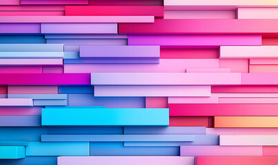 Poster - Abstract Colorful Layered Rectangles in Gradient Pink and Blue