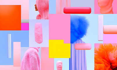 Poster - Abstract Fashion Composition with Colorful Shapes and Textures
