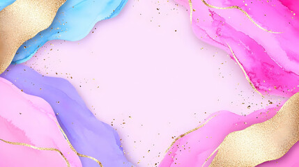 Poster - Colorful Abstract Background with Gold Accents and Fluid Shapes