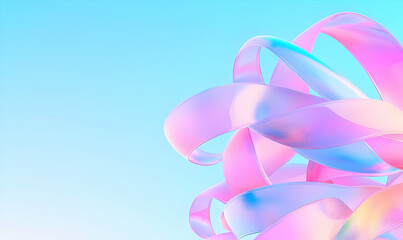 Poster - Abstract Colorful Ribbons on Soft Blue Background for Design Projects