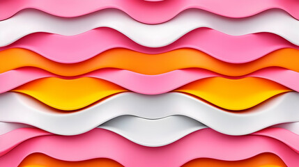 Poster - Colorful Waves of Paper Texture in Soft Tones of Pink and Orange