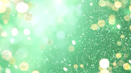 Poster - Sparkling Green Background with Bokeh Effect and Magical Atmosphere