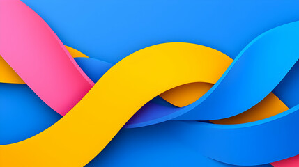 Poster - Colorful Wavy Background with Blue, Yellow, Pink Abstract Design