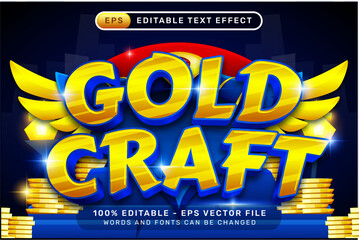 Poster - gold crafts 3d text effect with swords shield and gold treasure