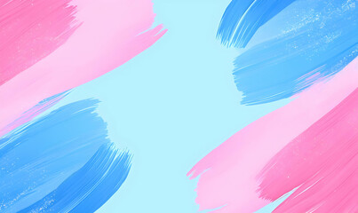 Poster - Soft Pink and Blue Brush Strokes on Light Blue Background Canvas