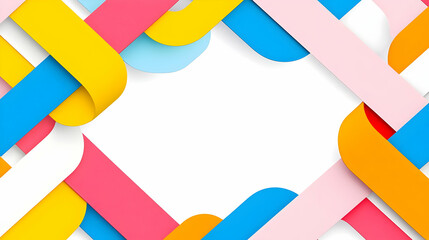 Poster - Colorful Paper Strips Create Abstract Pattern on White Background
