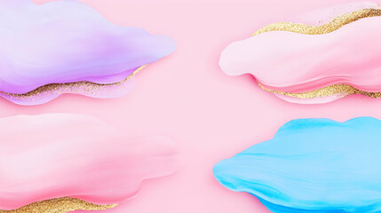 Poster - Soft Colorful Abstract Background with Golden Accents and Swirls