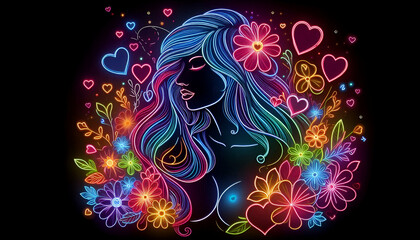  Illustration Neon Woman 