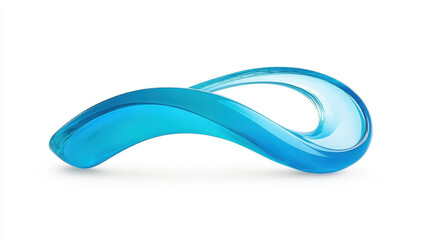 Leinwandbilder - Curved water splash frozen in motion with rich cyan tones and ultra-sharp details. Hyper-realistic reflections on a clean white background.