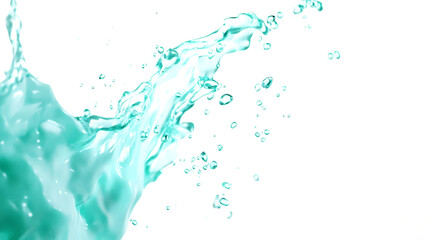 Aufkleber - Mesmerizing wave of light blue water captured in motion with floating droplets and silky transparency. Crisp lighting and ultra-realistic liquid physics on a white backdrop.