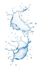 Aufkleber - Dynamic splash of crystal-clear blue water frozen in mid-air. High-speed photography with smooth fluid motion and floating droplets.