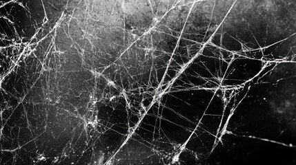 Intricate spiderweb on dark surface