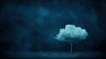 Wall Mural - a tree-like cloud floats on water amidst a dark sky