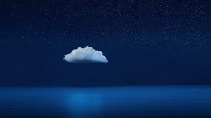 Wall Mural - cloud floating on water beneath starry night sky