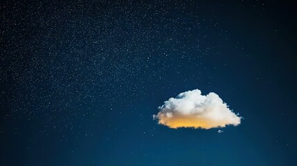 Wall Mural - cloud at night with stars, surrounded by yellow light