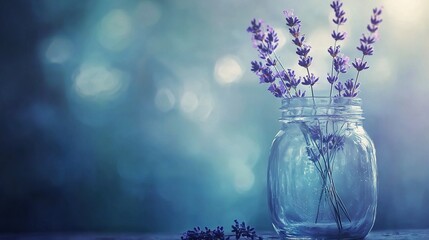 Wall Mural -   A vase containing purple blossoms rests atop a wooden desk near a mound of dry lavender