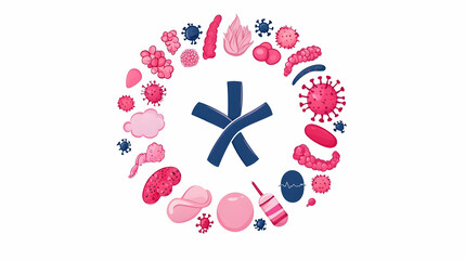 Poster - Colorful Illustration of Microorganisms and Pathogens in Round Design