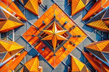 Aufkleber - Abstract Geometric Orange Triangle Background - Aerial Drone Shot