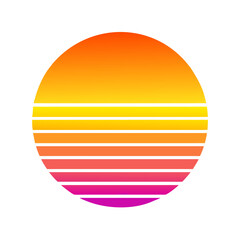 Poster - an abstract illustration of the retro vintage sunset with vibrant gradients of orange, yellow, and pink vector illustration