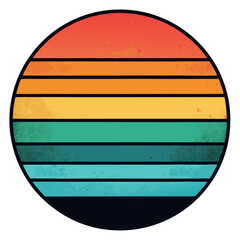 Poster - retro sunset stripes inside a circle: vibrant colors and a timeless design vector illustration