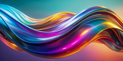 Aufkleber - Abstract Shiny Colorful Wave Background, Vibrant Fluid Design, Swirling Gradient Texture