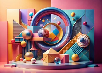 Aufkleber - Abstract Swirling Patterns: Curving Shapes and Vibrant Hues - Stock Photo