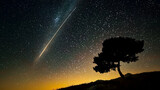 Dazzling meteor shower illuminating the night sky