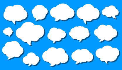 Poster - set of vector speech bubble labels. retro color special offer design elements, chat emblem, black ca
