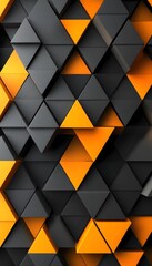 Poster - Geometric pattern of orange and gray triangles forming a surface
