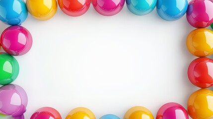 Poster - Colorful Shiny Spheres Frame Bright Vivid Rainbow Background Abstract Geometric Design Modern Digital Art Vivid Gradient Perfect for Backgrounds Clean