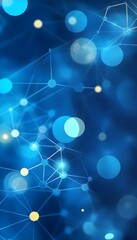 Poster - Abstract image featuring glowing spheres and connected line structures on blue