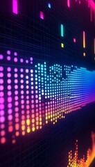 Poster - Digitized display showing multicolored abstract visual data processing
