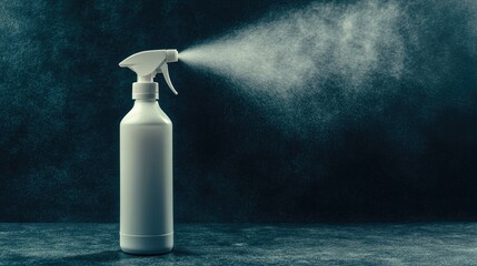 Poster - An industrial-strength air conditioner cleaning spray bottle, standing on a dark professional background, emphasizing efficiency.