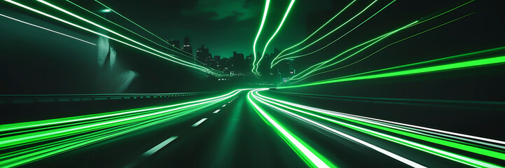 Wall Mural - 3d rendering view of highway in city high speed motion blur. ai generated image
