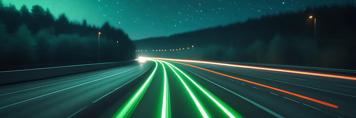 Wall Mural - 3d rendering view of highway in city high speed motion blur. ai generated image