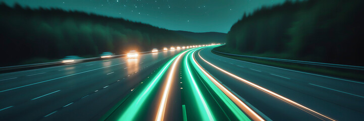Wall Mural - 3d rendering view of highway in city high speed motion blur. ai generated image