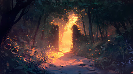 Wall Mural - unlocking the mysteries of nature a key to hidden secrets in the heart of the forest. silence - dese