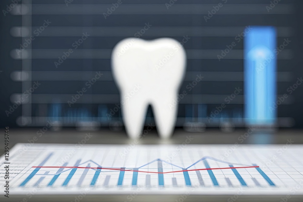 Dental growth trends visualized through graphs and a tooth model Stock ...