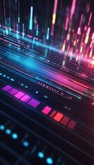 Poster - Abstract digital data visualization of lines and glowing light streams