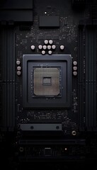 Poster - A detailed overhead view of a computer motherboard component