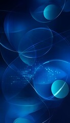 Poster - Abstract image featuring blue circles and lines on a dark background