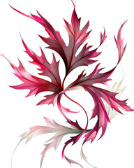 Poster - Flowing Red and White Ribbon Captivatingly Outlines a Maple Leaf in Minimalistic Elegance