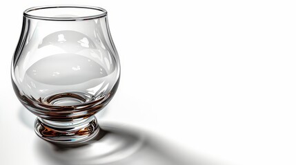 Poster - An elegant glass cup rests on a smooth surface showcasing its clear design. Subtle reflections and soft shadows enhance its appearance creating a minimalist atmosphere. Copy space