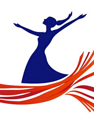 Poster - Embracing Diversity and Movement With a Vibrant Flowing Ribbon Surrounding a Joyful Silhouette