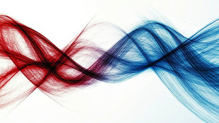 Poster - Harmonic Fluid Wave Patterns in Red, White, and Blue Flow Together Gracefully