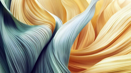 Poster - Modern Abstraction of Flowing Yellow and Green Waves Representing Corn and Husks