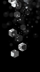 Poster - Abstract gradient shapes floating on black background with bokeh effect