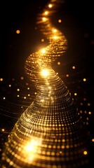 Aufkleber - Swirling golden pathway of lights and geometric grid against black space