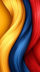 Poster - Vivid gradient waves composition featuring yellow, blue, and red shades